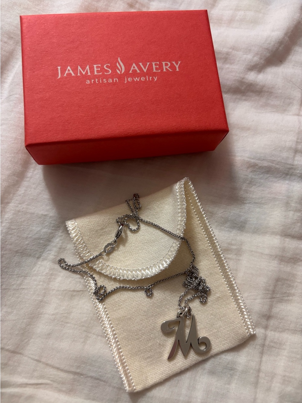 James Avery Silver 'M' Script Initial Necklace - Silver